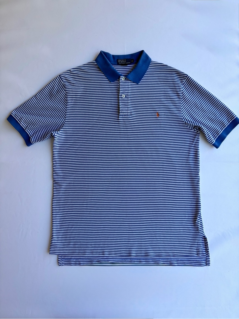 Polo Ralph Lauren Blue & White Striped Polo Shirt VTG